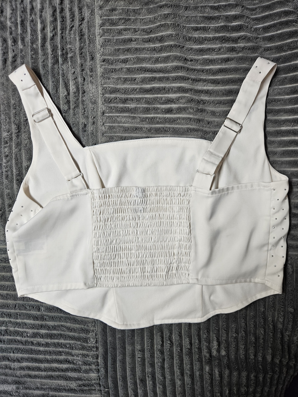 wild fable White Rhinestone Square-Neck Crop Top - Picture 3 of 4